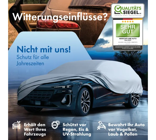 WALSER All Weather Basic Autoabdeckung als Wetterschutz für Fahrzeuge im Außenbereich