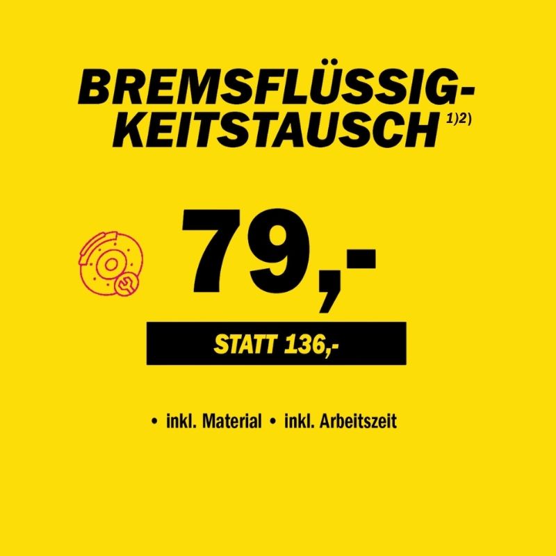 Bremsflüssigkeitstausch Euro 79,- statt Euro 136,-