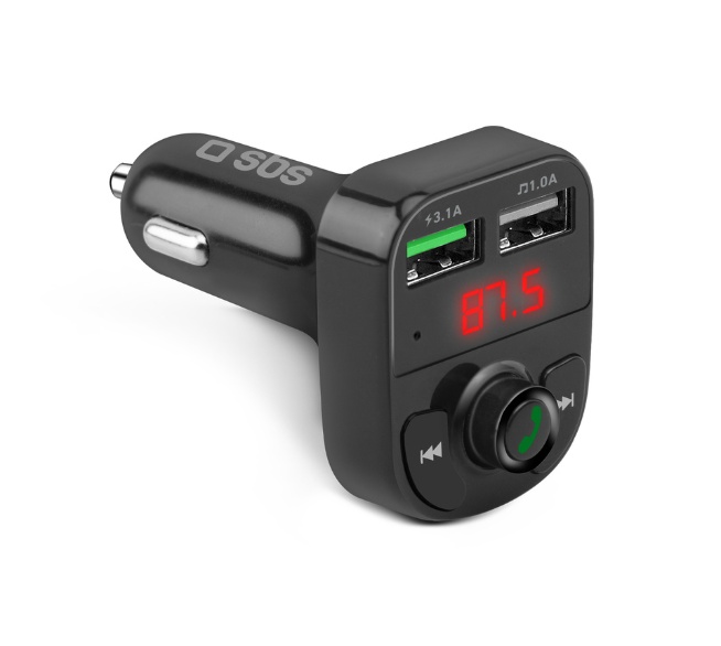 SBS KFZ Ladegerät 2x USB-A, 15W, FM-Transmitter