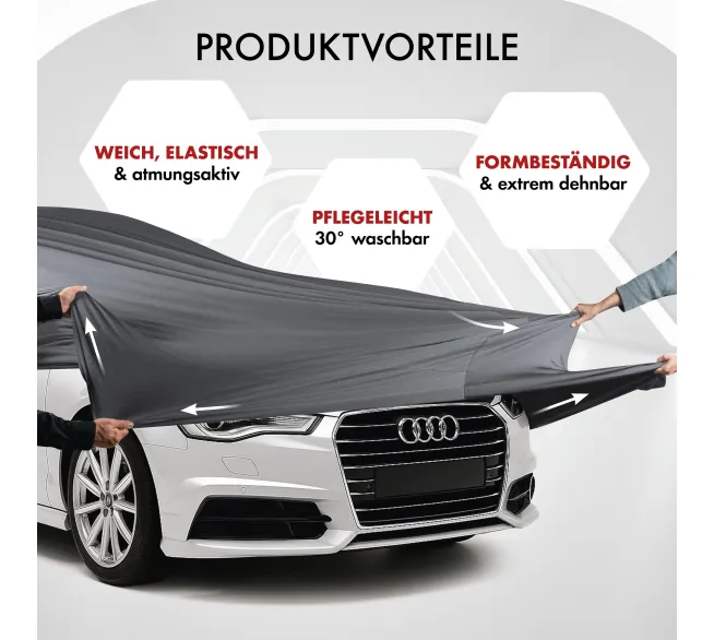 WALSER Indoor Stretch Basic Autoabdeckung als Staubschutz für Fahrzeuge in der Garage