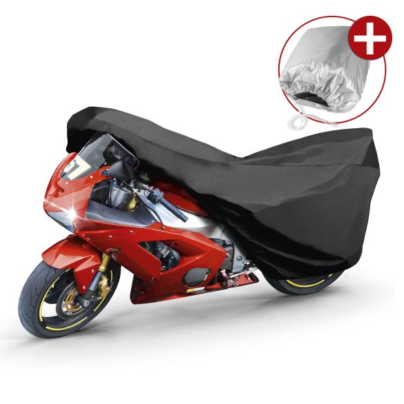 WALSER Premium Motorrad Abdeckplane M wasserdicht - 215x95x120 cm schwarz