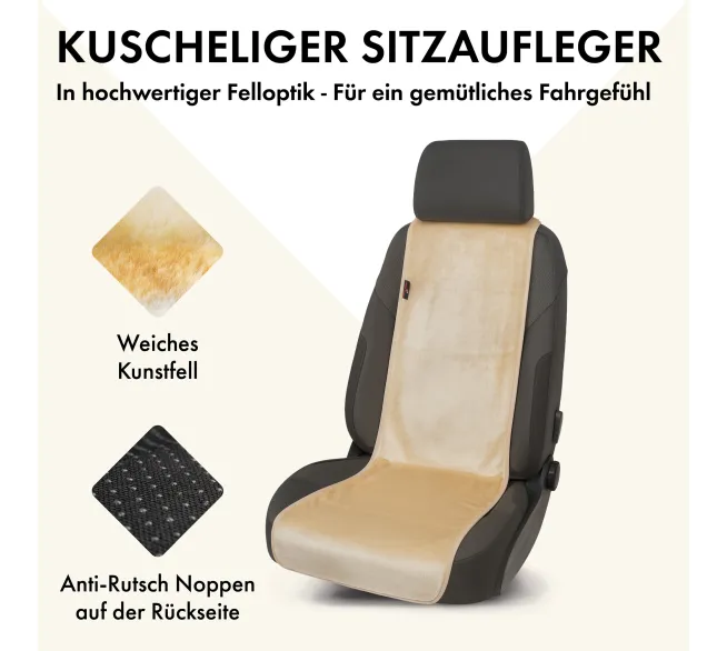 WALSER Sitzkissen Teddy als weiche Sitzauflage für mehr Komfort im Auto