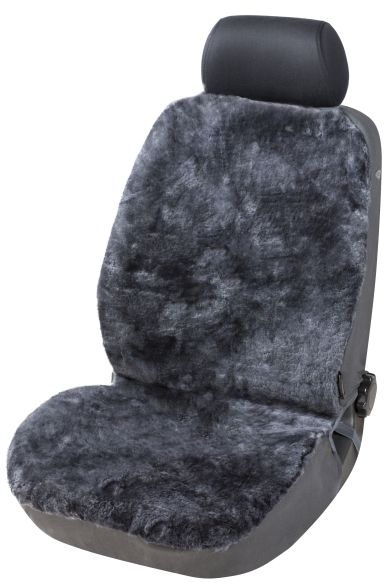 WALSER Autositzbezug Fannie aus Lammfell, PKW-ZIPP-IT Lammfellbezug mit Reißverschluss anthrazit