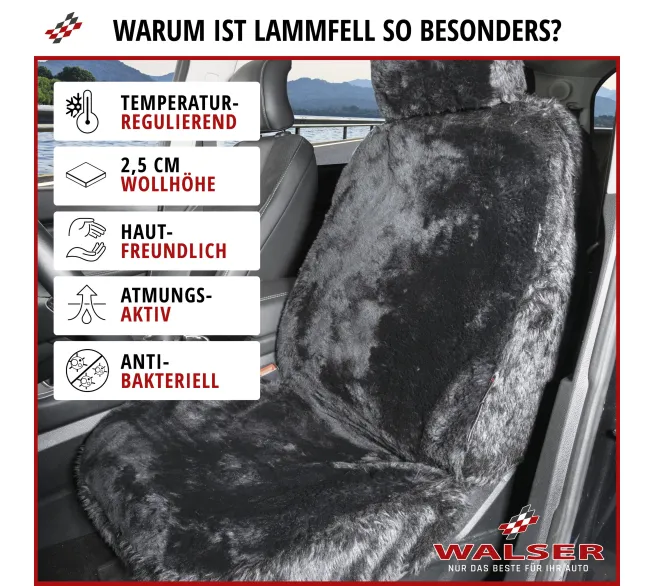 WALSER Autositzbezug Maya aus Lammfell für warmen Sitzkomfort im Auto
