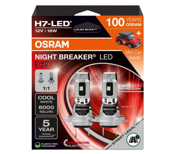 100 Jahre OSRAM! Night-Braker LED Speed H7 + OSRAM Mini Car