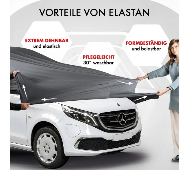 WALSER Indoor Stretch Plus Autoabdeckung als passgenauer Staubschutz in der Garage