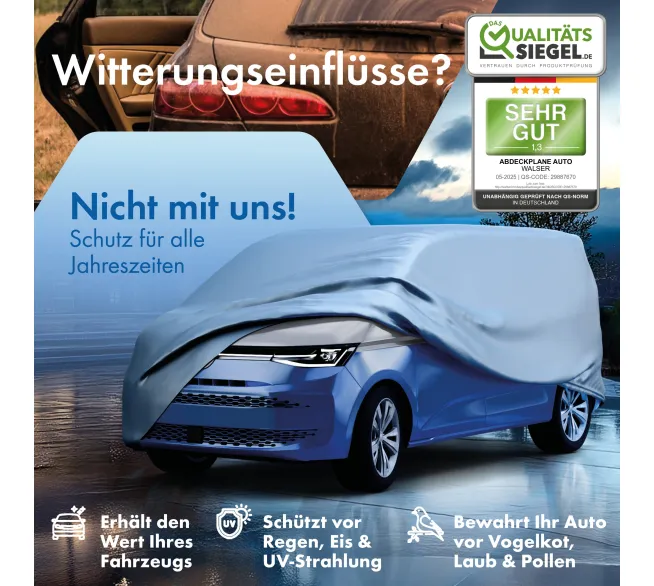 WALSER All Weather Basic Autoabdeckung als Wetterschutz für Fahrzeuge im Außenbereich