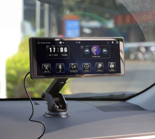 Produktverpackung des Technaxx TX-367 Wireless CarPlay Displays mit Dashcam
