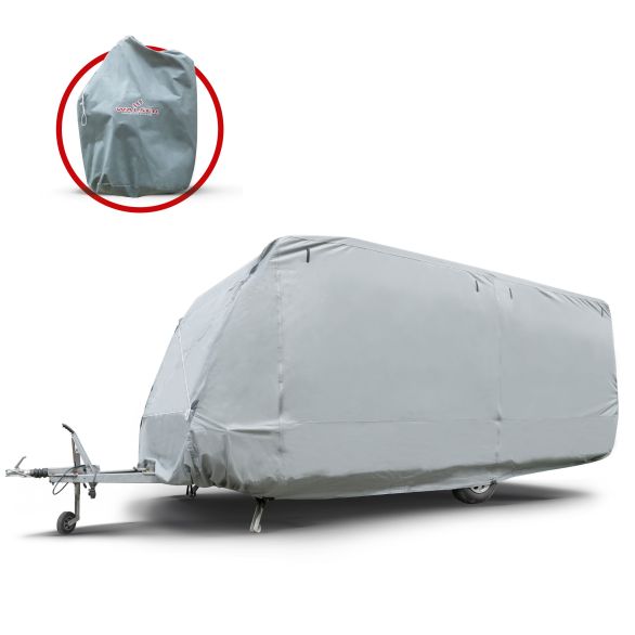 WALSER Premium Wohnwagen Abdeckplane, 810x250x220 cm grau