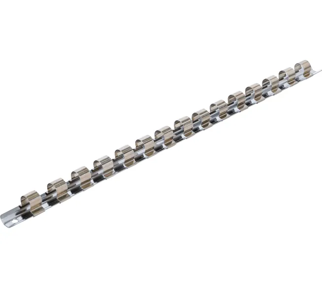 BGS technic Aufsteckschiene mit 15 Clips in der Produktansicht, für Ordnung, Aufbewahrung und schnellen Zugriff auf Werkzeug.