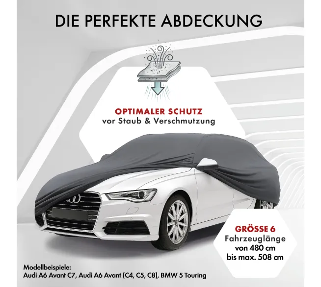 WALSER Indoor Stretch Basic Autoabdeckung als Staubschutz für Fahrzeuge in der Garage