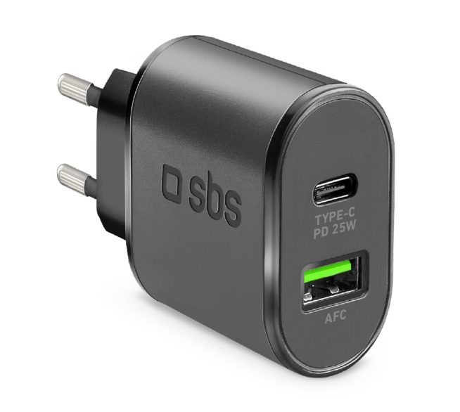 SBS Netzlader 1x USB-C, 1x USB-A, 25W
