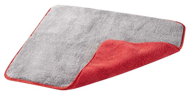 WALSER Premium Mikrofaser Tuch, 1 Mikrofasertuch grau-rot 48x42 cm