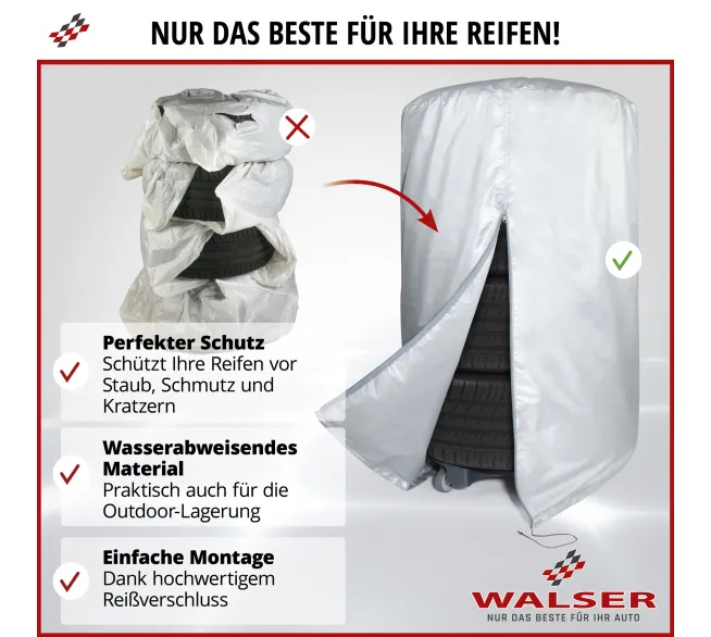 WALSER Reifentasche Größe XL zur sauberen Lagerung und zum Transport von Reifen