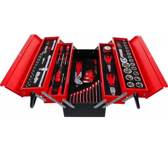 BGS TECHNIC Metall-Werkzeugkoffer inkl. Werkzeug-Sortiment 86-tlg.