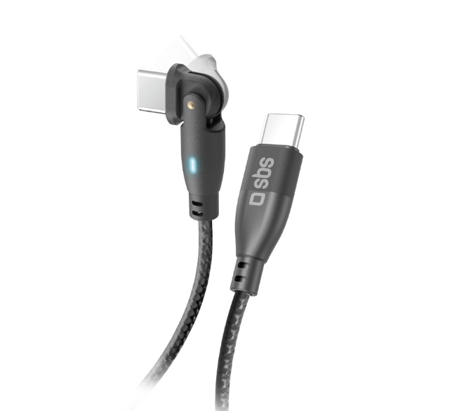 SBS Daten/Ladekabel USB-C 60W drehbarer Stecker, 1m