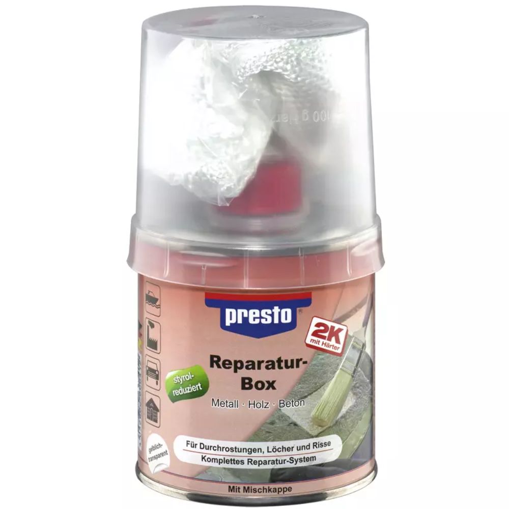 PRESTO Polyesterharz und Reparaturbox 1000g inkl. Härter - styrolreduziert