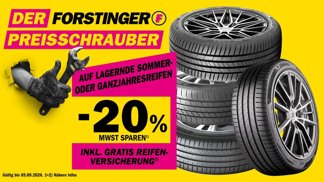 Ein Stapel Autoreifen sowie der bis -20% Rabatt auf lagernde Sommerreifen