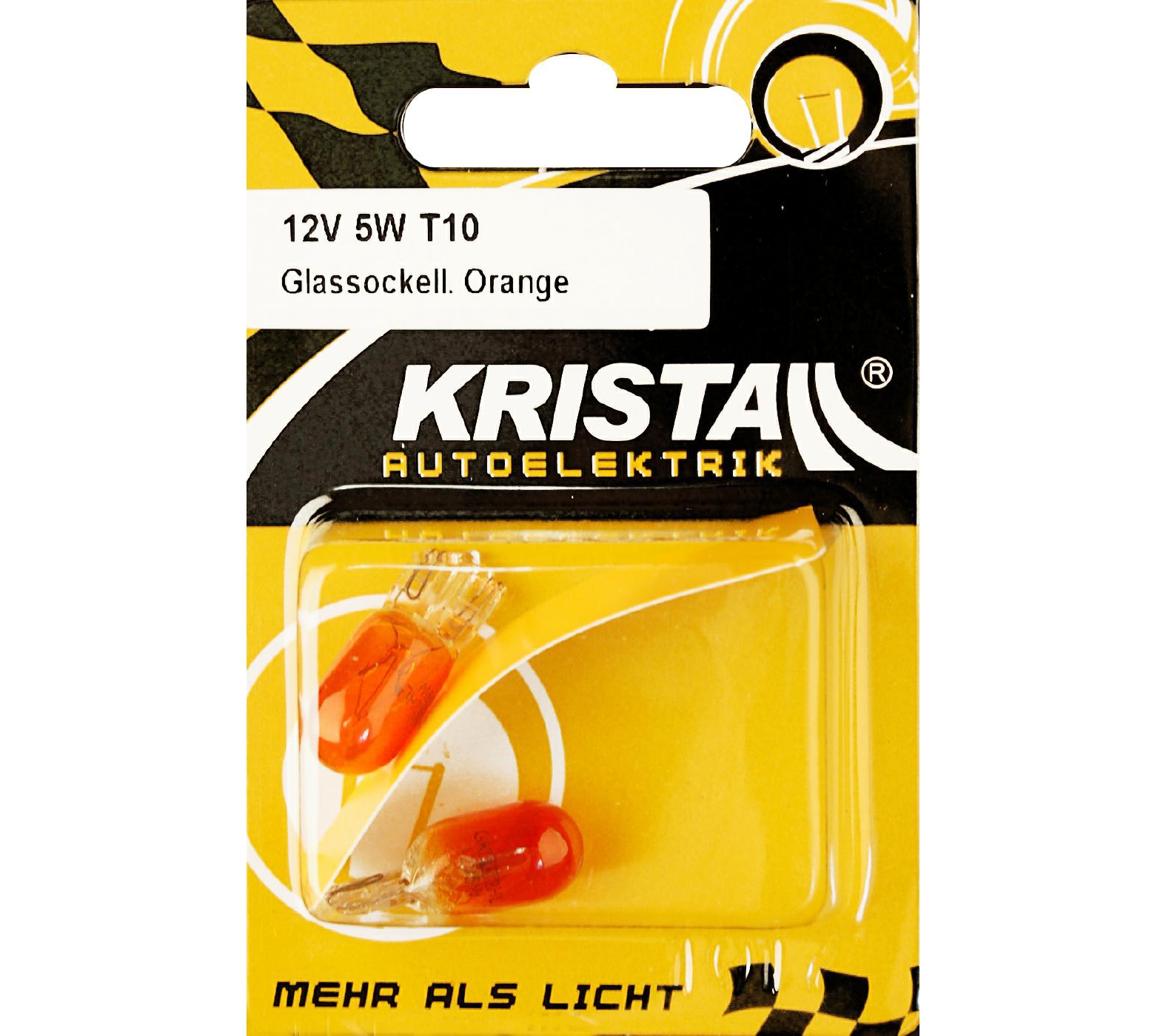 KRISTALL T10 Glassockellampe 12V 5W orange