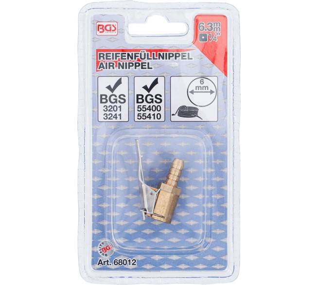 BGS TECHNIC Reifenfüllnippel 6,3 mm