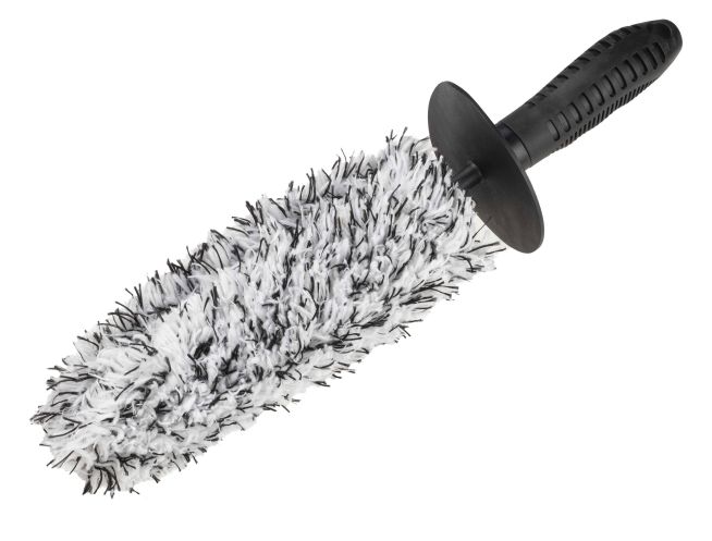 WALSER Mikrofaser Felgenbürste extra dünn mit Spritzschutz, 37 cm biegsam schwarz-weiß