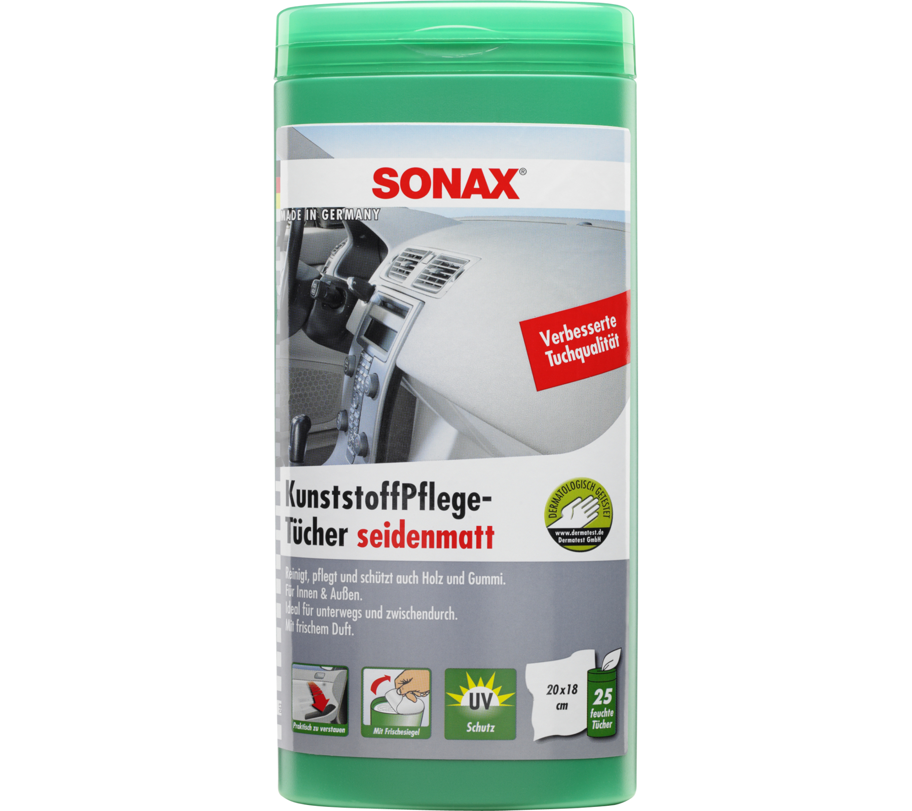 SONAX Kunststoffpflegetücher seidenmatt Box 25 Stk.