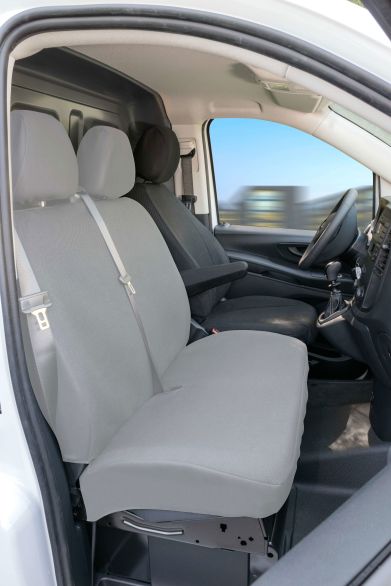WALSER Passform Sitzbezug aus Stoff für Mercedes-Benz V-Klasse 447, 1 Einzelsitz vorne (Aussparung Armlehne rechts)