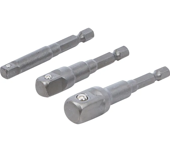 BGS technic Adapter-Satz für Bohrmasch-Außensechskant in der Produktansicht, als Zubehör für passgenaue Verbindungen bei Montage und Reparatur.
