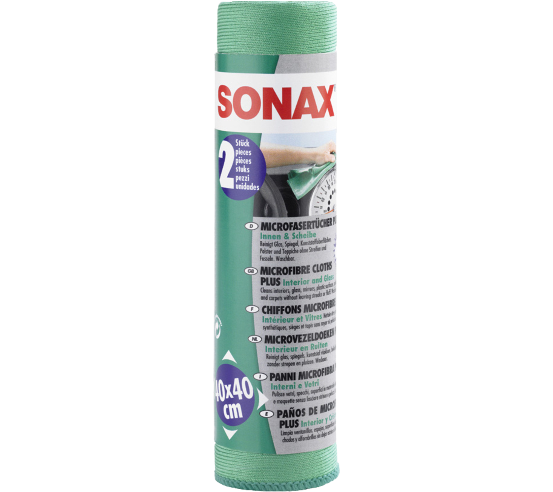 SONAX Microfasertücher PLUS Innen und Scheibe 2 Stk.