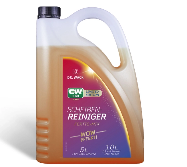 5-Liter-Kanister CW1:100 Super Scheibenreiniger Fertig-Mix mit orangefarbener Reinigungsflüssigkeit