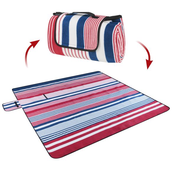 WALSER Reisedecke XXL, Campingdecke wärmeisoliert und wasserdicht mit Tragegriff rot/blau gestreift 200x200 cm WALSER Reisedecke XXL, Campingdecke wärmeisoliert und wasserdicht mit Tragegriff rot/blau gestreift 200x200 cm