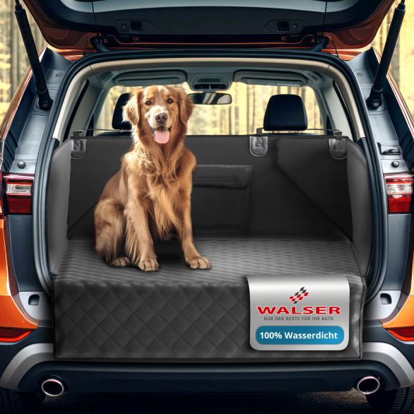 WALSER Kofferraumdecke Bello, Auto-Hundedecke, 3in1 Kofferraummatte mit Ladekantenschutz und Organizer schwarz