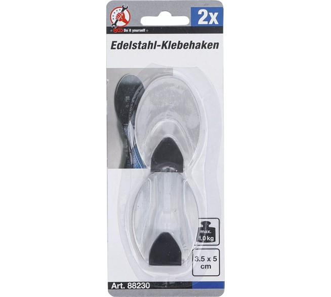 BGS TECHNIC Edelstahl-Klebehaken  35x50 mm