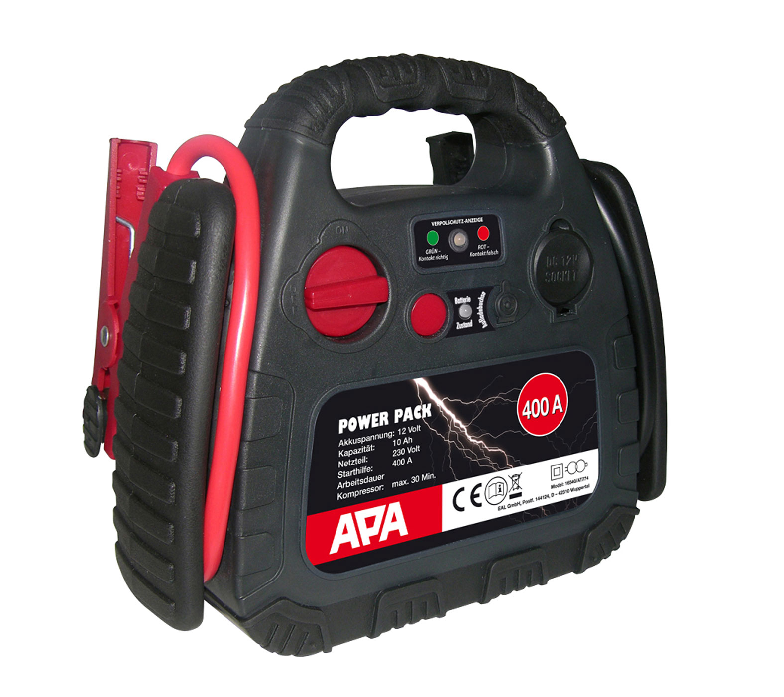 APA Powerpack mit Kompressor bis 500A Starthilfe, 18 bar