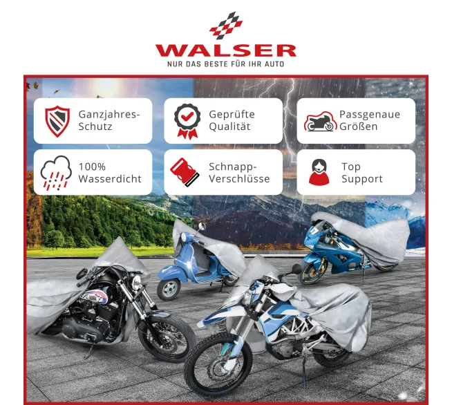 WALSER All Weather Motorradgarage als Schutzabdeckung für Motorräder im Freien