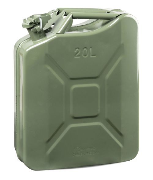 WALSER Benzinkanister Metall 20 Liter, UN-zertifizierter Diesel Kanister mit Sicherheitsverschluss 3A1