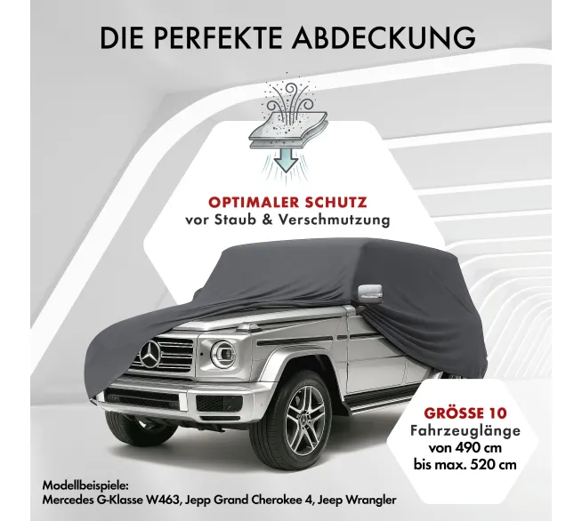 WALSER Indoor Stretch Basic Autoabdeckung als Staubschutz für Fahrzeuge in der Garage
