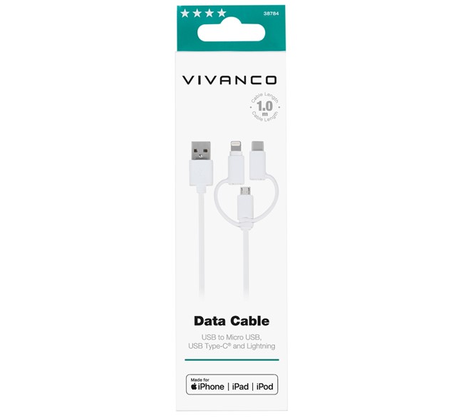 VIVANCO Datenkabel 3in1/USB