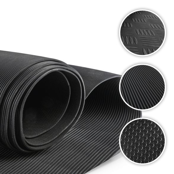 WALSER Gummimatte Saturn, zuschneidbare Meterware feinripp 100x100 cm schwarz