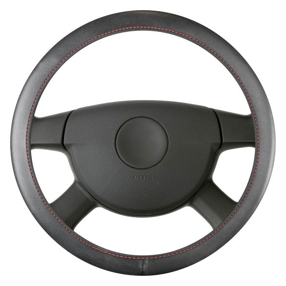 WALSER Lenkradhülle Soft Grip Classy, Auto-Lenkradschoner Universalgröße 38 cm schwarz-rot