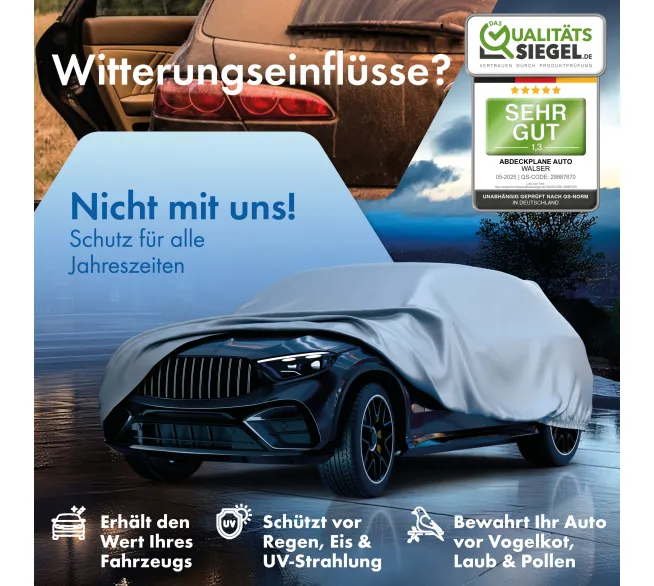 WALSER All Weather Basic Autoabdeckung als Wetterschutz für Fahrzeuge im Außenbereich